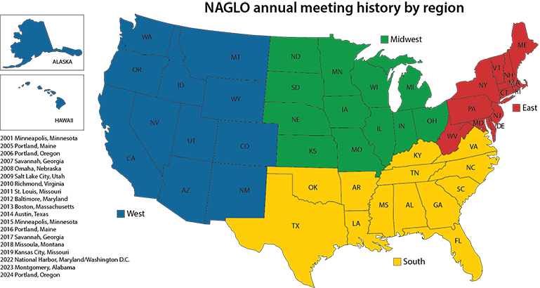 NAGLO Annual Meeting History by Region